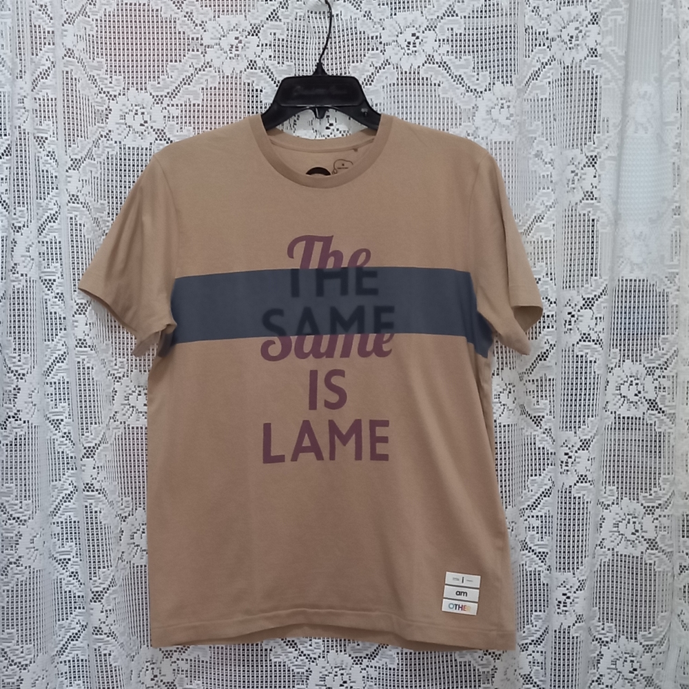 Uniqlo I Am Other The Same is Lame Cream Brown T Shirt Size M